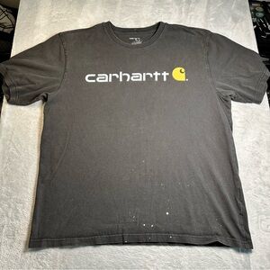 Carhartt Black Short Sleeve Tee XL Loose Fit Distressed Workwear